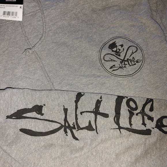 Salt Life Skull gray pullover hoodie Sz.2XL NWT - Picture 5 of 6